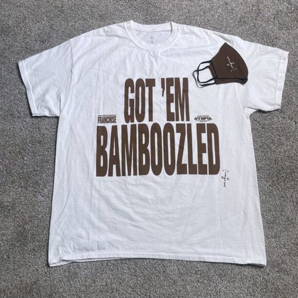 Cactus Jack T-Shirt By Travis Scott Got Em Bamboozled Promo Shirt & face mask OS